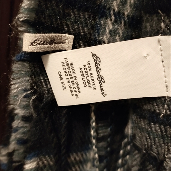 Eddie Bauer Blue Plaid Scarf - Picture 2 of 5